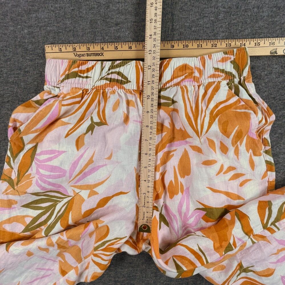 C&C California Tropical Floral Wide Leg Linen Palazzo Pants Pink Green Medium - Picture 7 of 12